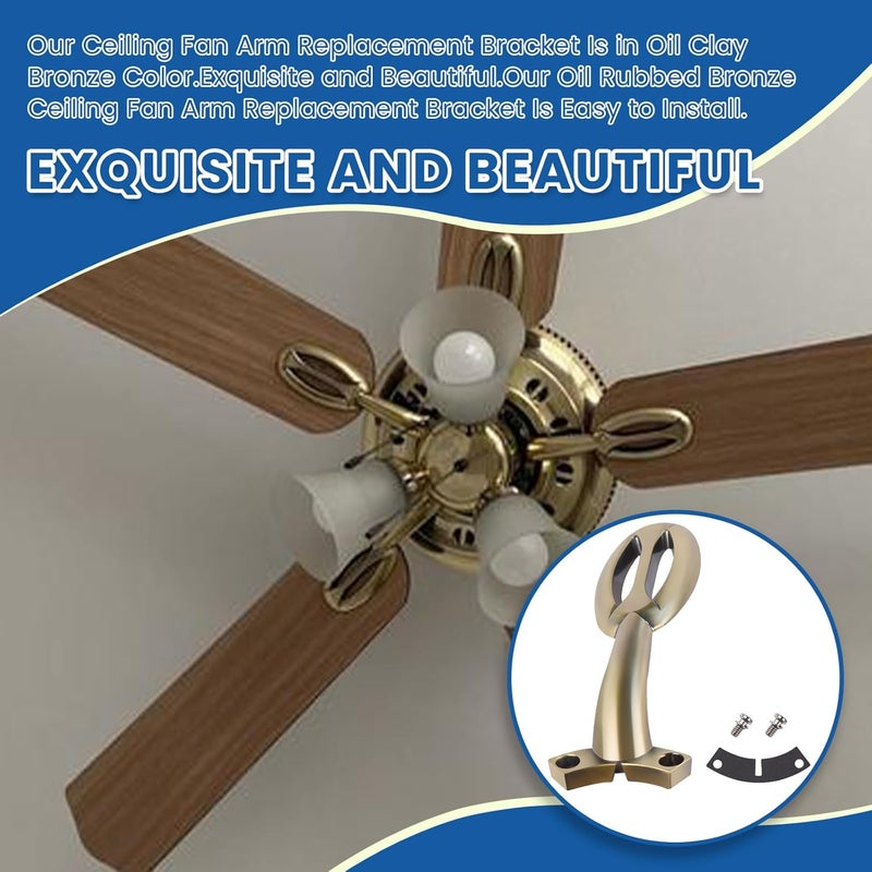 Ciuouient Ceiling Fan Arm Replacement Bracket Compatible with H-ampton Bay Glendale II 52 in. LED Indoor Oil Rubbed Bronze Ceiling Fan,For Model #AG542PR-FB,1Pc(Color:Brass) - Image 4
